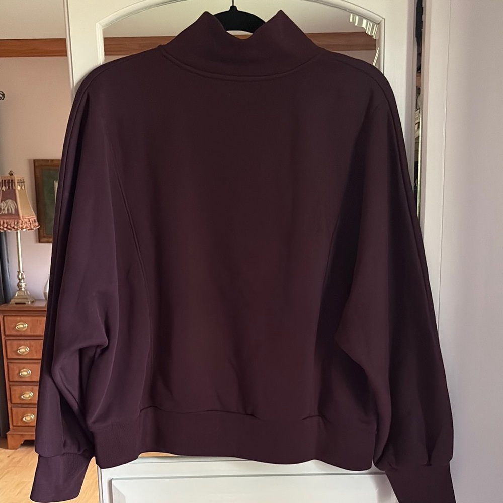 GAP Quarter-Zip Pullover Deep Plum Large Petite - Picture 4 of 11